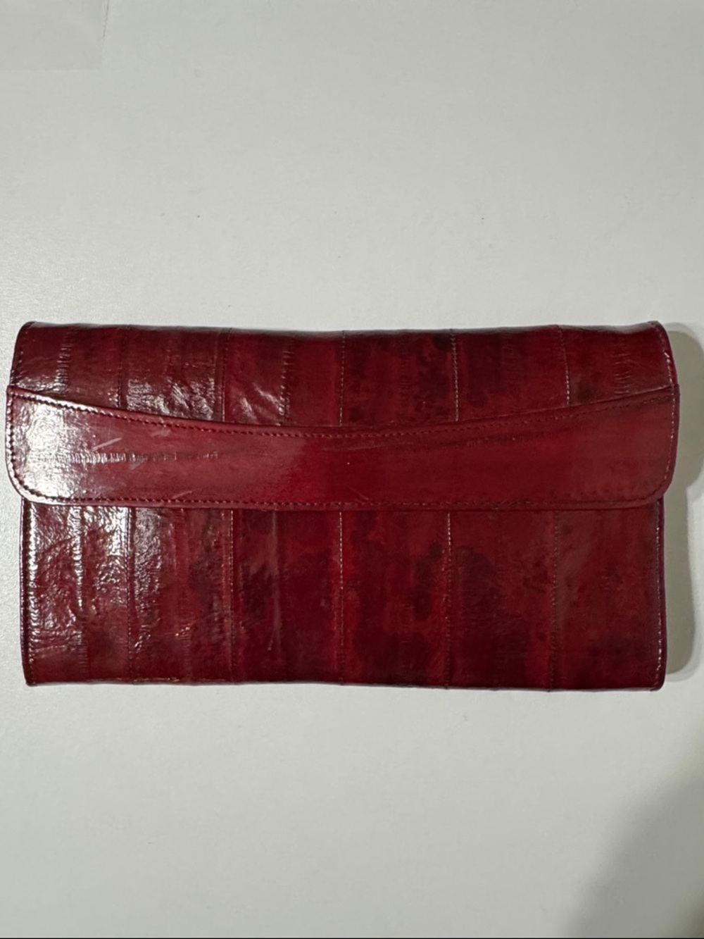 Burgundy Eel Skin Leather Wallet